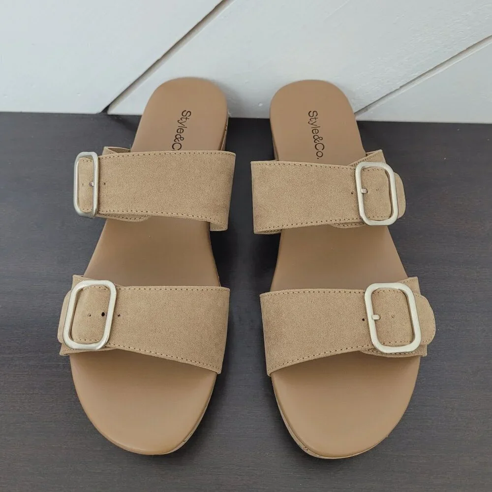 NEW Style & Co. Temppestt Women's 9M Tan Platform Cork Sandal Straps - Picture 3 of 7